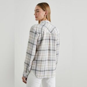 Rails Brady Button Up Shirt Gauzy Slouchy Sky Haze Plaid Pastel Long Sleeve Sz M